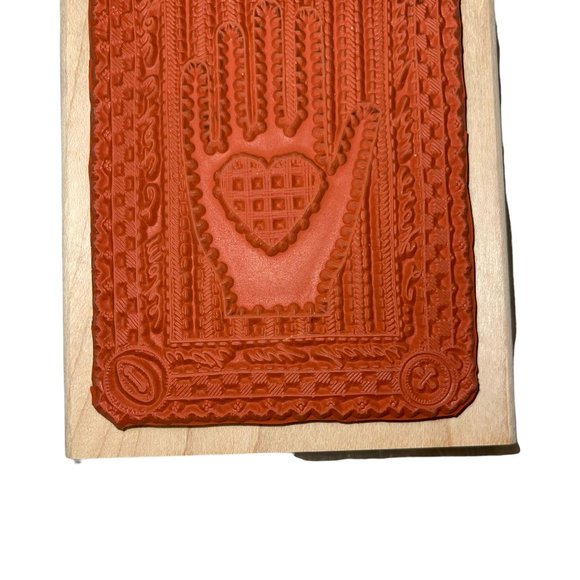 Stampin' Up! Vintage When I Give What I Make Hand Heart Large Wood Rubber Stamp - Picture 5 of 5
